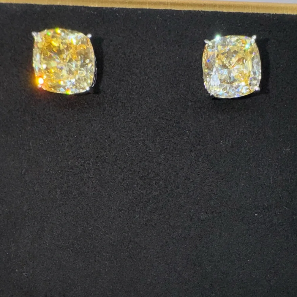 7.5ct Cushion Canary Studs - Picture 8 of 13